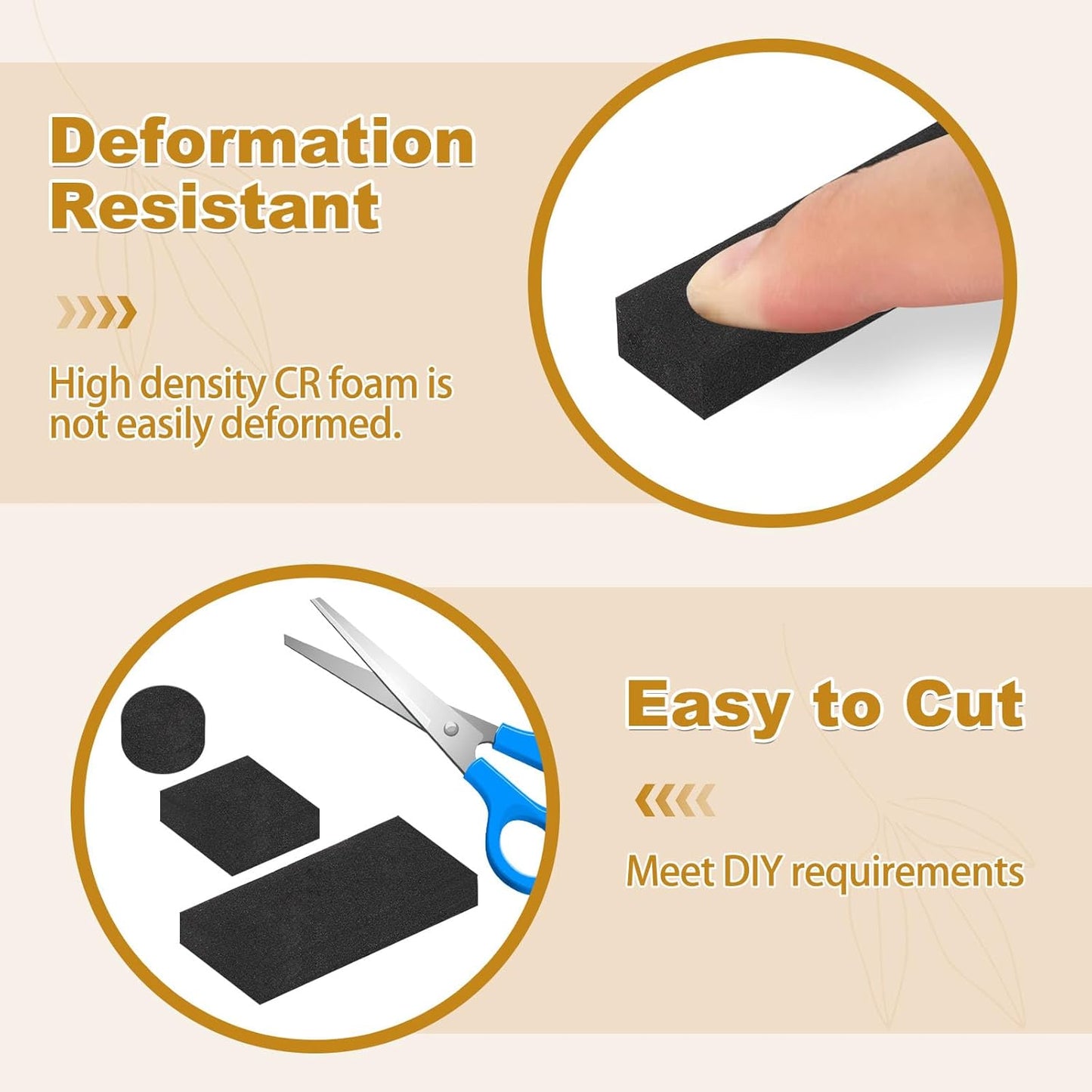 High Density Weather Stripping 3/4 in x 3/8 in, Weatherproof Foam Insulation Tape, Anti Collision Seal Strip Weatherstrips for Windows Storm Doors, 2 Rolls Total 13Ft