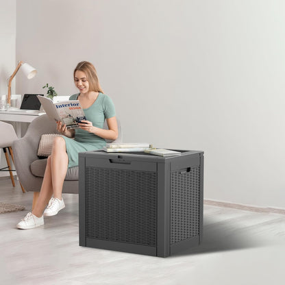 Vixzen 31 Gallon Resin Deck Box - Lockable Outdoor Storage for Patio Cushions, Garden Tools, Pool Supplies，Black