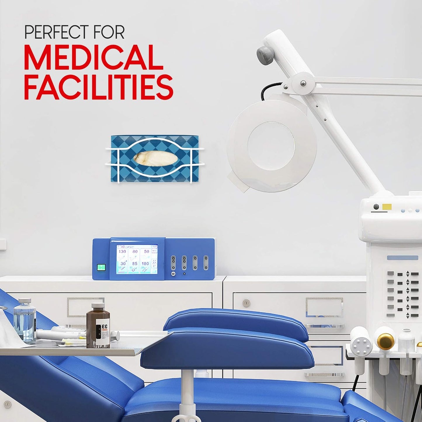 Stock Your Home (White Metal Single Gloves Dispenser (2 Pack) Tissue Box Shelf, Glove Box Holder Wall Mount, For Kitchen, Cleaning Closet, Lab, Exam, Office