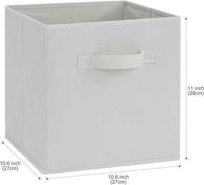 Stero Fabric Storage Bins 6 Pack Fun Colored Durable Storage Cubes with Handles Foldable Cube Baskets for Home, Kids Room, Closet and Toys Organization Gray