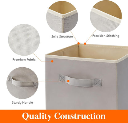 Lifewit 10 Packs Storage Cubes, 11 Inch Cube Storage Bins, Foldable Fabric Bins Multi-color Organizer Bins with Handles, Decorative Organizing Baskets for Shelves, Closet, Storage Room, Light Gray