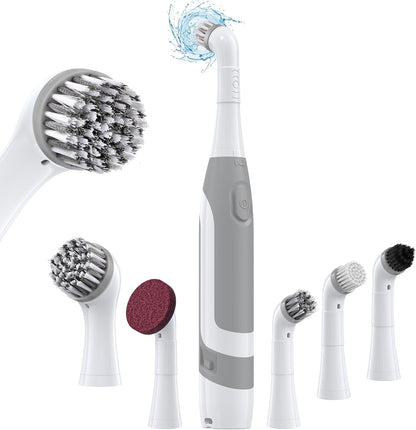 kHelfer Electric Cleaning Brush with Battery Power, KH6A Small Electric Grout Brush&5 Replacement Brush, Lightweight Waterproof Stainless Steel Wire Brush for Grout, Tile, Corner, Kitchen, Bathroom