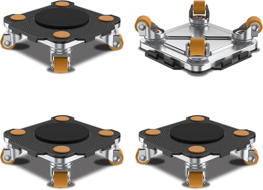 ONEON Furniture Mover Pro - 4Pack Enhanced Dollies with Custom TPE Wheels - Effortless Heavy Furniture Transport (Black: 4 Dollies Only)