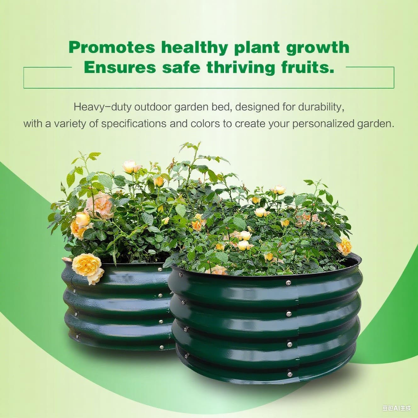 GARDMAX 2 Pack 2x2x1FT Galvanized Round Raised Garden Bed Kit, Metal Planter Boxes Outdoor with Easy Assembly, Large Garden Bed for Vegetables, Fruits, Flower, Herbs Dark Green