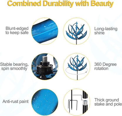 LimeHill Wind Spinner for Yard and Garden - Large Metal Kinetic Wind Sculptures, Yard Art Outdoor Decor (27 x 91 inches)