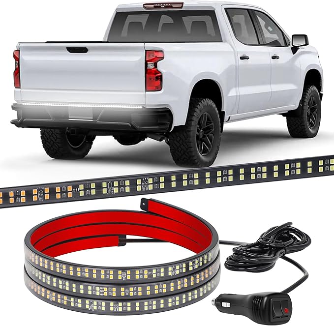 XRIDONSEN 48 inch White Tailgate Strobe Lights Strip 288 LED Tail/Rear Window Emergency Lights Flashing Warning Hazard Back Safety Caution Light for Tow/Plow Trucks Construction Vehicles Trailer