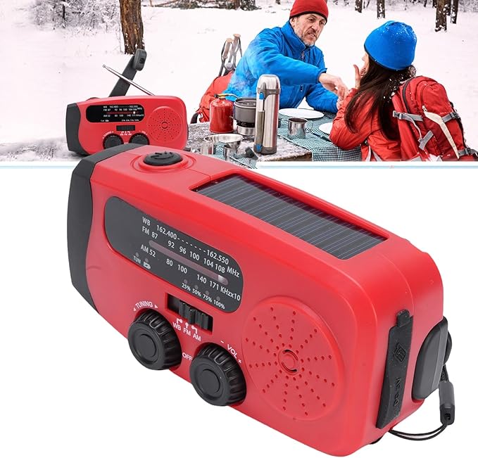 FTVOGUE Emergency Crank Radio 2000mAh Solar Powered NOAA Weather Radio with AM FM WB LED Flashlight SOS for Outdoor and Emergency Preparedness