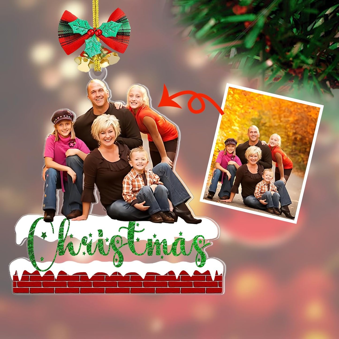 Personalized Christmas Ornament 2025, Photo Acrylic Customized Family Baby's Frist Christmas Ornament with Picture for Xmas Tree Decor Custom Gifts -Style4