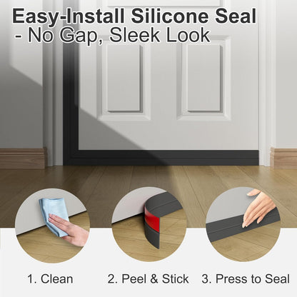 Heavy-Duty 10 ft x 3 in Weather Stripping, Extra Thick 2mm Door Draft Stopper Silicone Seal Strip for House and Glass Shower Doors for Collision and Side Gaps of Door and Windows, Black