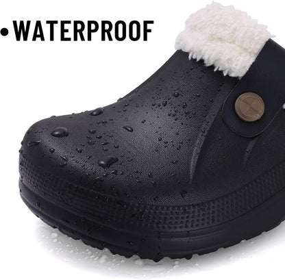 Beslip Classic Fur Lined Clogs Waterproof Winter Fuzzy Slippers for Women Men Indoor and Outdoor