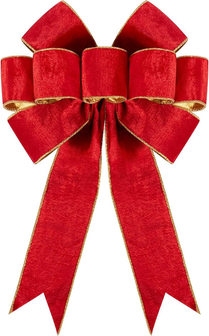 1Pack Large Christmas Bows Velvet Red Bows Holiday Red Christmas Bows Decorations for Wreath Velvet Bows Decor for Christmas Tree Topper, Front Door, Outdoor(24 * 16 inch)