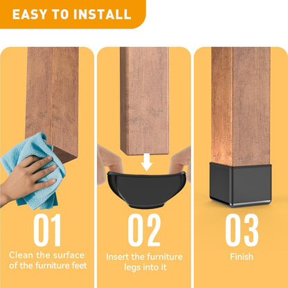 Furniture Sliders,24 PCS Square Chair Leg Sliders for Carpet, Furniture Movers Sliders, Carpet Chairs Furniture Glides, Floor Protectors, Carpet Moving Sliders Easily Move. (Black,Fit:1.2-1.6").