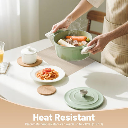 Placemats Set of 6，Non-Slip PVC Weave Table Mats Easy to Clean，Heat Resistant Place Mats for Kitchen Dining Table Decoration Indoor Outdoor，Beige White