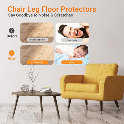 36Pcs Square Chair Leg Floor Protectors, Felt Furniture Pads for Hardwood Floors, Chair Leg Protectors for Hardwood Floors, Floor Protectors for Chairs, No Scratches and Reduce Noise - XSmall Size