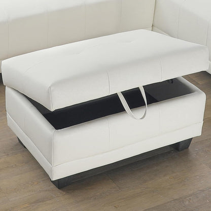 Ottoman Rectangular Storage Ottoman Bench, Faux Leather Footrest, Coffee Table, Stool Footstool with Hinged Lid for Living Room, Bedroom, Entryway, White, 33"x21"x17.5"