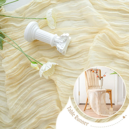 Sioloc 5 Pack Beige Cheesecloth Table Runner Fall Autumn Decor for Home 10ft Table Cloth for Tea Wedding Birthday Party Baby Bridal Shower Halloween Thanksgiving