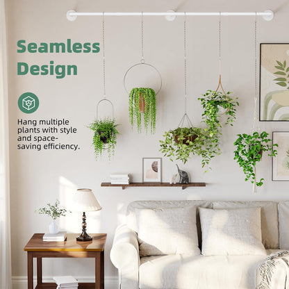 Plant Hanger Indoor with 6 Hanging Chains Hanging Planters for Indoor Plants Hanging Plant Holder Window Plant Shelves White Metal Rod(Pot not Included