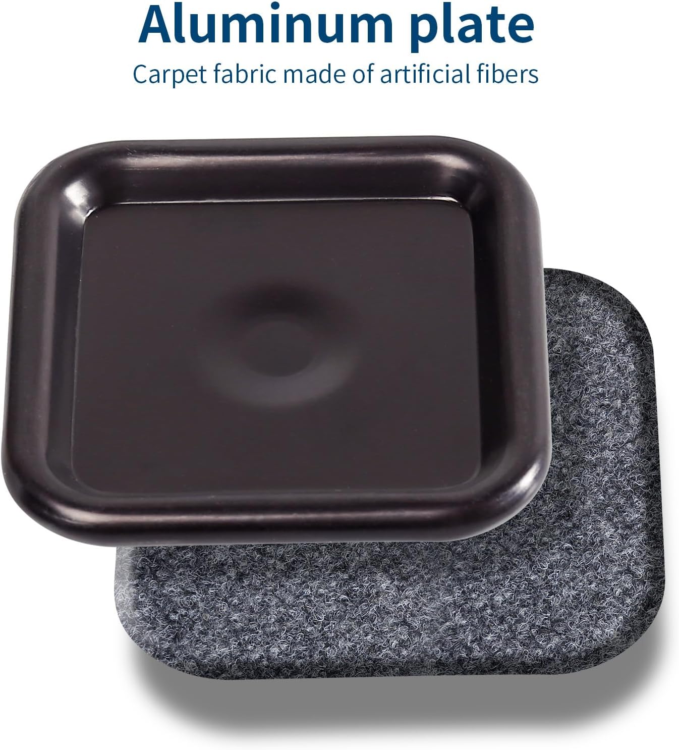 Ezprotekt 1 3/4" Square Reusable Felt Furniture Caster Cups with Carpet Bottom, 16 Pcs Felt Furniture Sliders Floor Protectors Pads to Protect Hardwood, Tile Floors Carpet from Scratches (Brown/Gray)