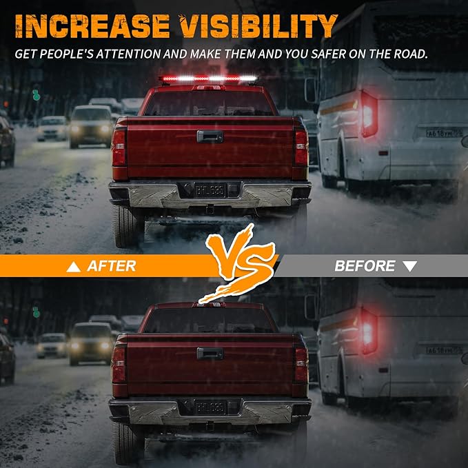 XRIDONSEN 28.4" 80 LED Roof Top Emergency Lights Red White Strobe Light Bar Firefighter Lights Warning Flashing Safety First Responder Lights w/Controller Magnetic Mount for Vehicles POV Fire Trucks