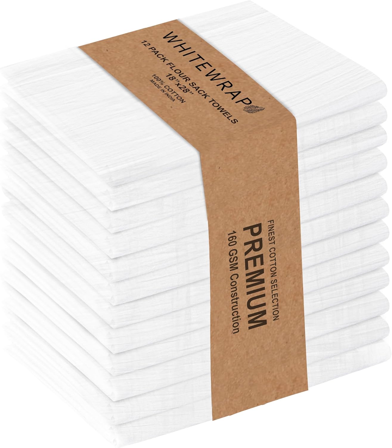 Flour Sack Towels| Tea Towel for Crafts| Kitchen Dish Cotton Blank Towel for Embroidery|Baking Bread Proofing Linen Cover| Thick Absorbent Quick Dry| 12 Pack 18"x28" White