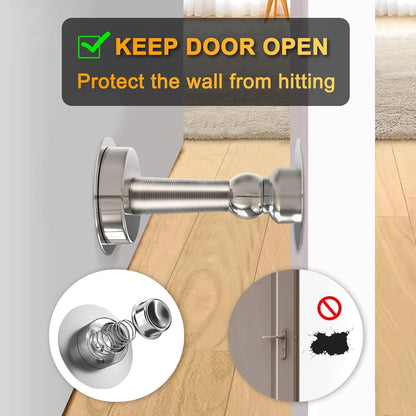 6 Pack Door Stopper Magnetic, COCIVIVRE Magnet Door Stop Stainless Steel for Wall and Floor Mounting, No Drilling Doorstop with Adhesive Tape Hold Your Door Open, Silver