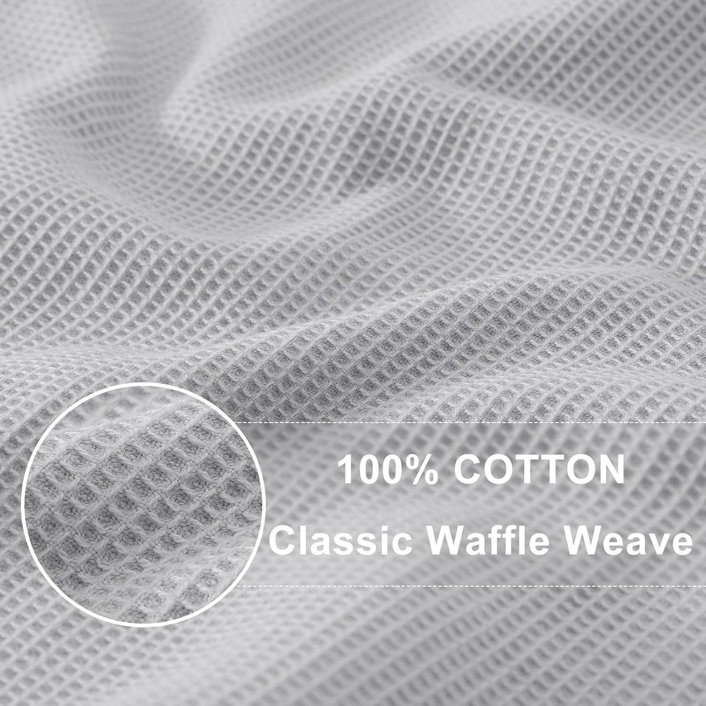 Homaxy 100% Cotton Waffle Weave Dish Cloths - 12 Pack Soft and Absorbent Dish Towels - 12 x 12 Inches Quick Dry Dish Rags - Light Grey