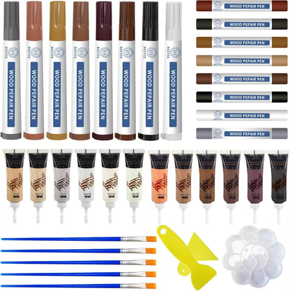 Multi-Color Wood Filler Kit | Professional Repair for Furniture & Flooring | Non-Toxic Fast-Drying Putty (Tools Included)