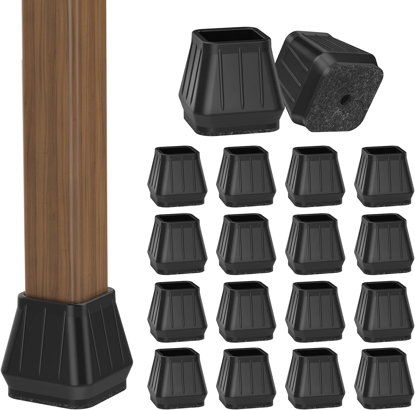 24PCS Square Chair Leg Floor Protectors for Hardwood Floors, Thicken Rubber Chair Leg Cap Covers, Non Slip Furniture Leg Pads to Protect Wood Tile Floors from Scratches and Reduce Noise