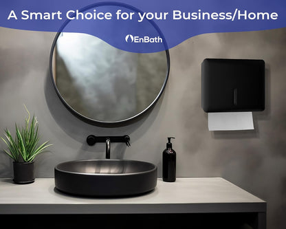 Multifold Paper Towel Dispenser Wall Mount (Black, 2-Pack), Folded Hand Towel Dispenser for Bathroom/Restroom, Commercial Paper Towel Holder, Trifold Paper Towels Dispenser by EnBath