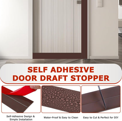 Weather Stripping Self Adhesive Door Draft Stopper Flexible Shower Door Bottom Seal Silicone Seal Strip for Sliding Glass Windows Side Gaps (Brown, 2 Inch Wide x 10 Feet Long)