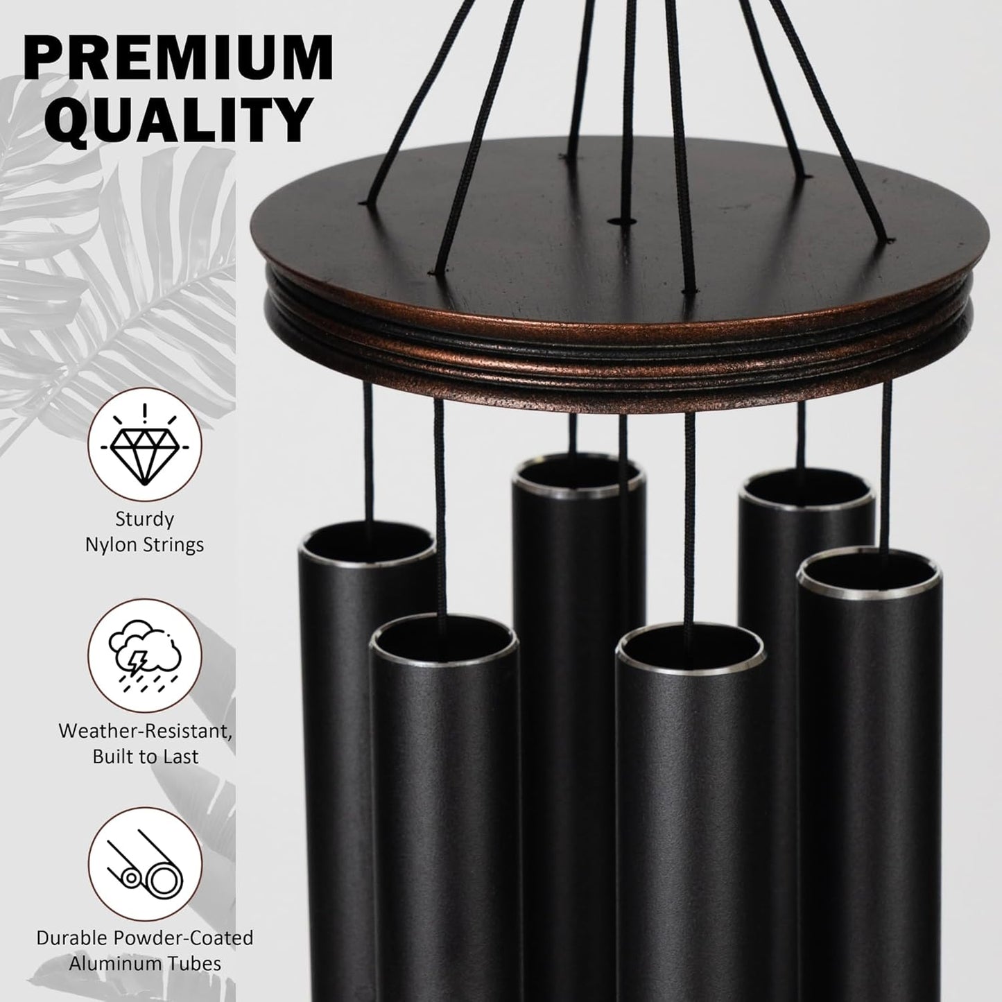 Vanquer Large Wind Chimes for Outside Deep Tone - 46'' Wind Chimes Outdoor Clearance, Memorial Windchimes, Sympathy Gift, Outdoor Décor, Patio, Home Décor, Vintage Black (46" Tree of Life)
