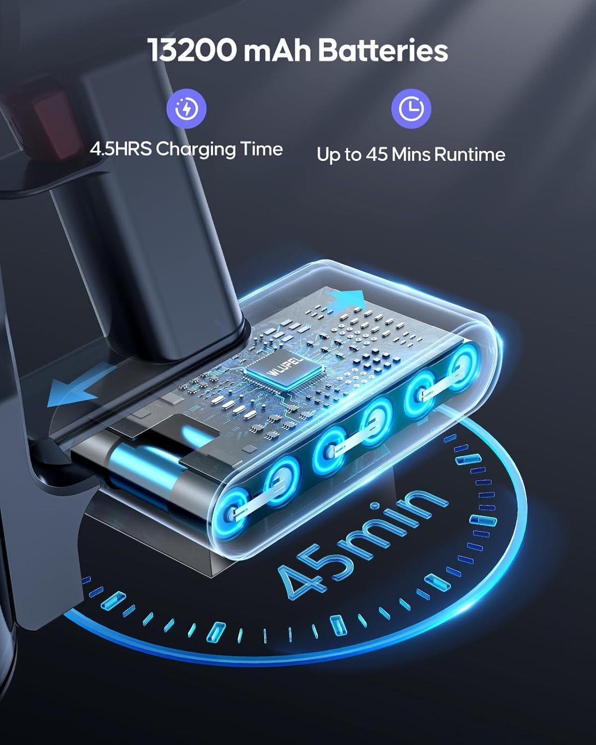 Cordless Vacuum Cleaner, 30Kpa/400W/45Mins Stick Cordless Vacuum Cleaner Rechargeable, 80000RMP Lightweight Handheld Vacuum for Home with LED Display Screen, for Hardwoods/Floors/Carpets/Pet Hair