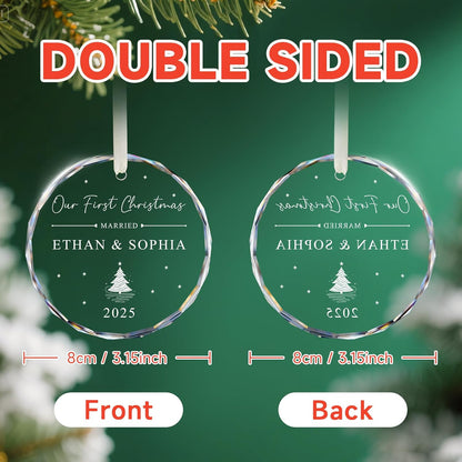 Personalized First Christmas Married Ornament 2025, 1st Year Wedding Ornament for Newlywed, Custom Christmas Ornament Hanging Decoration for Couples Just Married with Gift Box