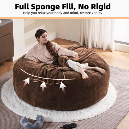 6FT,Oversized Bean Bag Chairs for Adults,Giant beanbag with Filler Included，Fluffy Memory Foam,Soft and Comfy Corduroy Fabric,Gaming Chairs Suitable for Living Room and Bedroom (Coffee Color, 6 Foot)