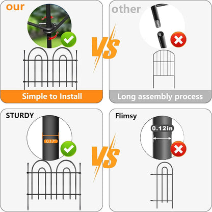 21ft X 13in Animal Barrier Fence, 15 Panels No Dig Fence for Dogs Rabbit, Anti Digging Defense Barrier Garden Edging Border, Rustproof Metal Arched Decorative Garden Fencing for Outdoor, Yard, Lawn