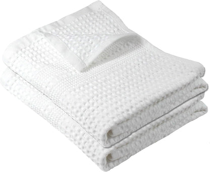 GILDEN TREE Waffle Hand Towels for Bathroom Quick Dry Towel Super Absorbent Thin 100% Cotton Hand Towels Lint Free, Hand Towels for Bathroom Set of 2, Classic Style (White)