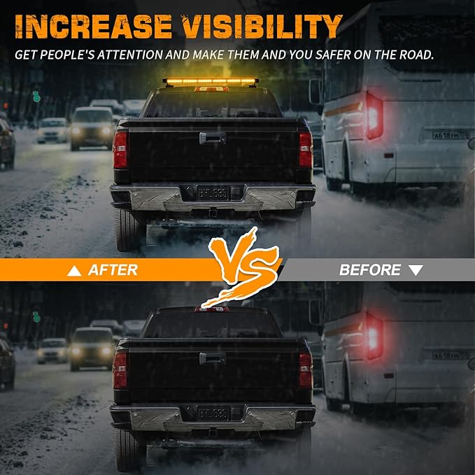 XRIDONSEN 28.4" 80 LED Amber Roof Top Strobe Light Bar Emergency Warning Flashing Safety Hazard Magnetic Double Side Traffic Advisor Lights for Plow/Tow Trucks Construction Vehicles Wreckers Pickup