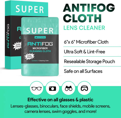 Anti Fog Microfiber Cleaning Cloth for Glasses | Individually Wrapped Microfiber Lens Cleaning Cloth for Eyeglasses, Lenses, Binoculars, Face Shields, Ski Masks or Swim Goggles (10 Count)