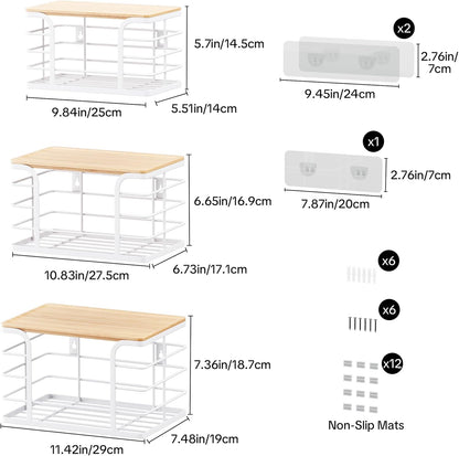 3 Pack Stackable Pantry Organizer,Stainless Steel Trash Bag Holder Dispenser,Kitchen Storage Organization for Kitchen Counter Sink,Laundry Room,Pantry, White