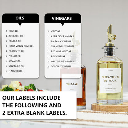 HOMCDALY Olive Oil Dispenser for Kitchen, 11.8oz Glass Dispenser Bottles with Pourer for Kitchen, Oil and Vinegar Dispensers Set, Leakproof Oil Bottle for Cooking| Set of 2 (11.8oz)