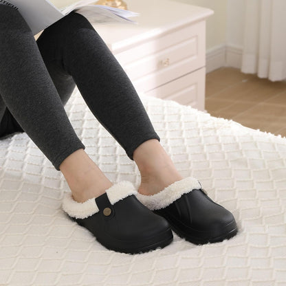Beslip Classic Fur Lined Clogs Waterproof Winter Fuzzy Slippers for Women Men Indoor and Outdoor