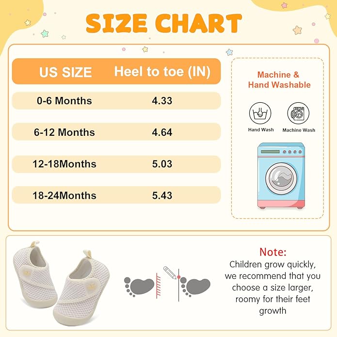FEETCITY Baby First Walking Shoes Wide Baby Shoes Infant Sneakers Newborn Crib Shoe Barefoot Lightweight Slip On Shoe