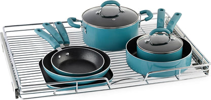 HOLDN’ STORAGE Pull Out Cabinet Organizer, Heavy Duty Caddy w/Lifetime Limited Warranty -30”W x 21”D - Requires At Least 31-1/4” Cabinet Opening, Steel Metal Cabinet Drawers Slide Out, Chrome