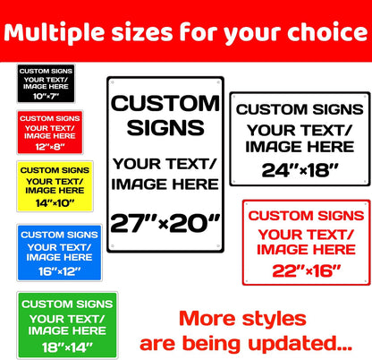 Custom Signs Outdoor and Indoor,Aluminum Weatherproof Metal Sign Multiple Sizes Custom Personalized Text And picture Here,custom door sign/garden sign/hazard sign(18 * 14inch,Blue)