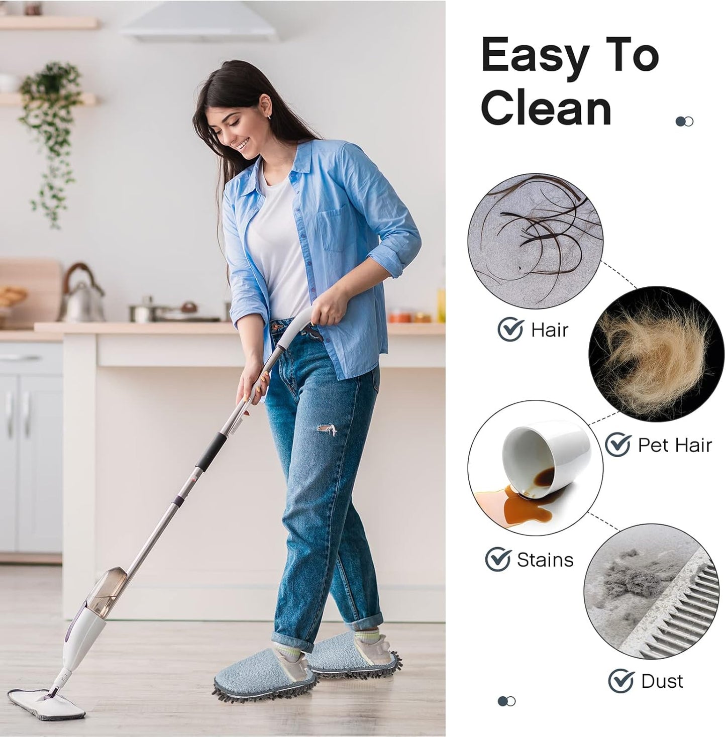 Jecery 2 Pair Microfiber Slippers Floor Cleaning Chenille Mop Slippers Base Board Cleaner Household Cleaning Tools for Wood Floor Dust Dirt Tool Supplies