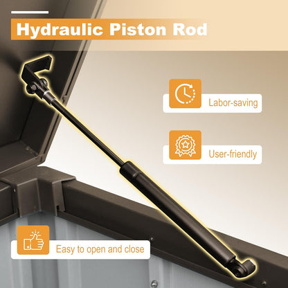 Domi 100 Gallon Deck Box, Outdoor Metal Lockable Storage Cabinet, Waterproof Steel Outdoor Bench with Lockable Lid, Side Handles & Rolling Casters for Outside Cushions, Pillows, Garden Tools, Brown