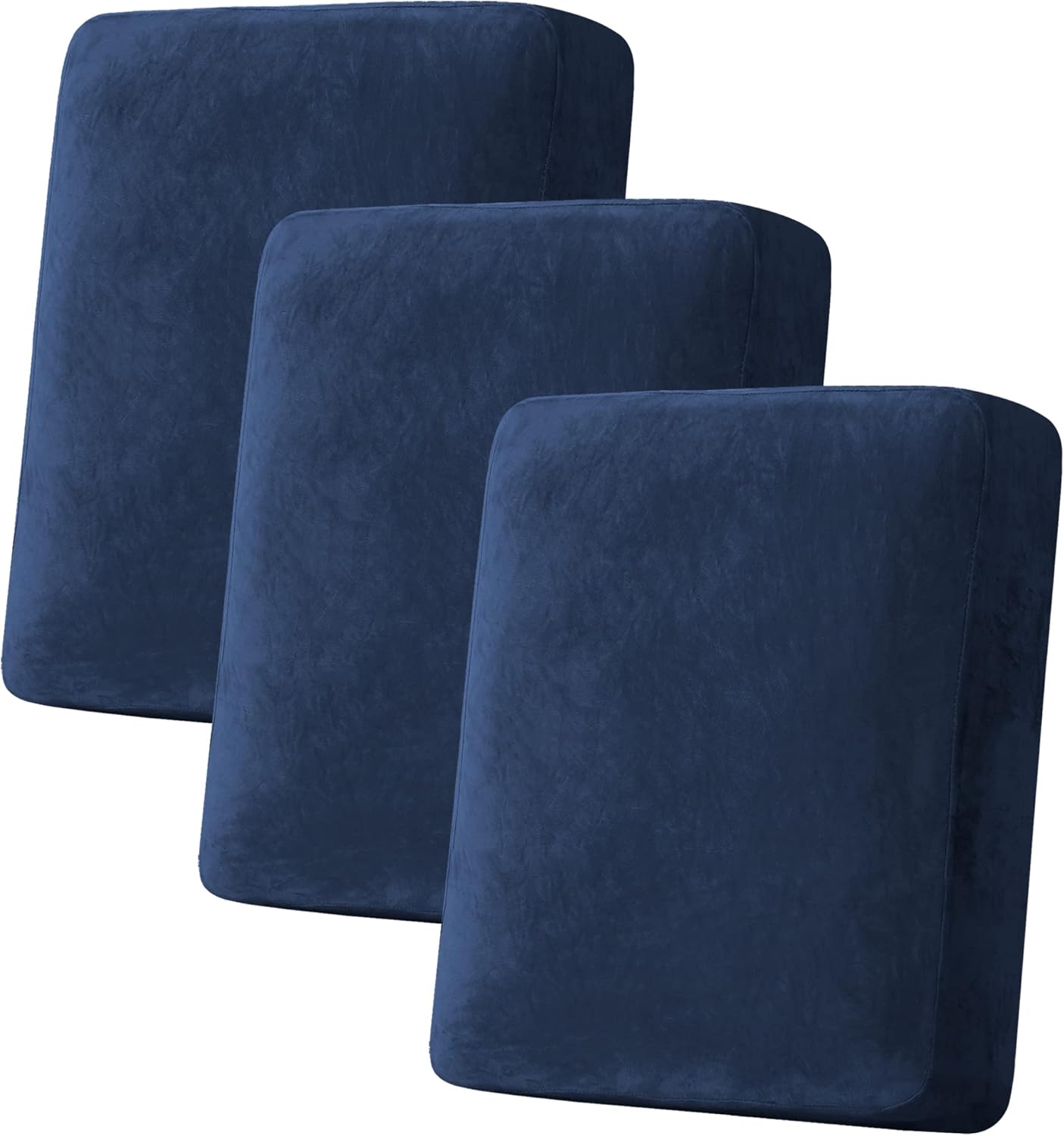 H.VERSAILTEX Velvet Stretch Couch Cushion Cover Plush Cushion Slipcover for Chair Loveseat Sofa Cushion Furniture Protector Seat Cushion Sofa Cover (3 Piece Sofa Cushion Covers, Navy)