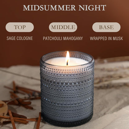 Mid Summer's Night Scented Candle with Lid, 60+ Hours Jar Candle Aromatherapy Candle for Home, Soy Wax Cotton Fiber Wicks, Giftable
