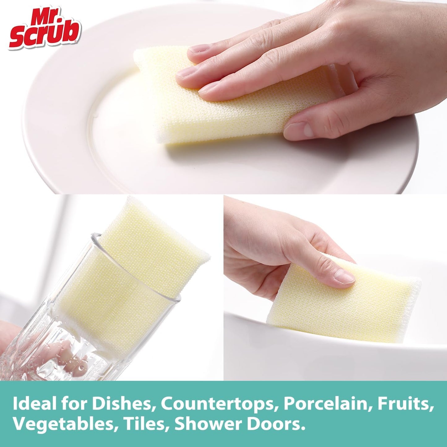 Sponges Kitchen Scrub Dish Sponge Scouring Pad, 6 Pads Cleaning Brush Dishwasher Soap Supplies, Dishwashing Dinnerware Towels Sink Pan Pot Cloth Rags Holder Bathroom Bathtub