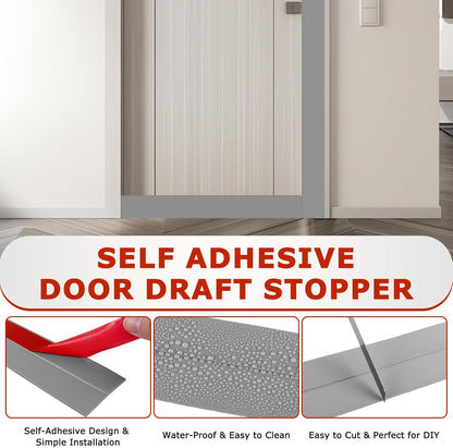 Weather Stripping Self Adhesive Door Draft Stopper Flexible Shower Door Bottom Seal Silicone Seal Strip for Sliding Glass Windows Side Gaps (Gray, 2 Inch Wide x 10 Feet Long)